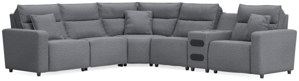 Modmax II - 6-Piece Power Reclining Sectional With Audio Console - Salt And Pepper