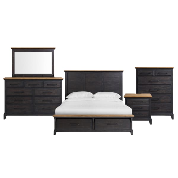 Montrose - King Storage 5 Piece Bedroom Set - Espresso & Brown