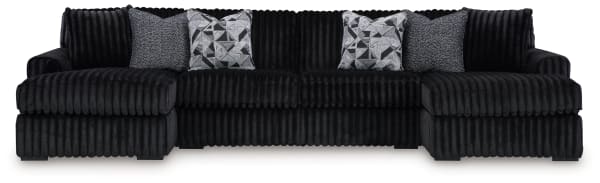 Midnight-Madness - 3-Piece Sectional With Laf And Raf Corner Chaises - Onyx