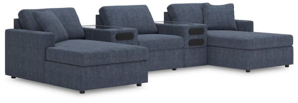 Modmax - 5-Piece Double Chaise Sectional With Audio System Consoles - Ink