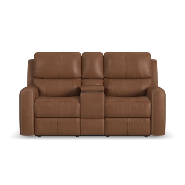 Linden - Power Reclining Loveseat With Console & Power Headrests & Lumbar - Caramel