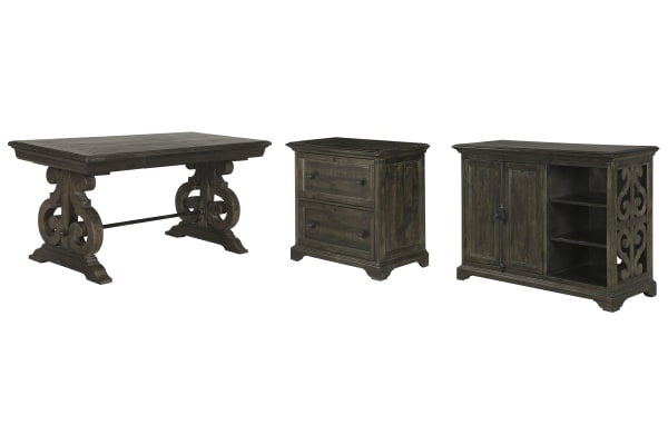 Bellamy - Writing Desk With Lateral File Cabinet And Printer Stand - Peppercorn