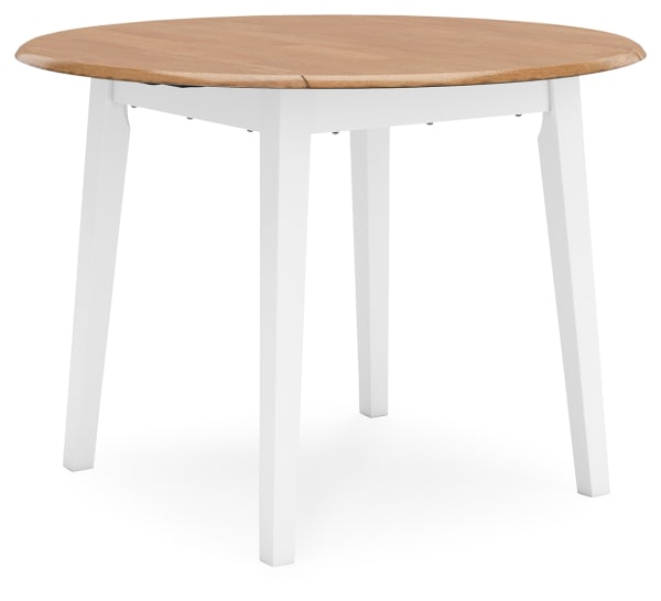 Gesthaven - Round Dining Room Drop Leaf Table - Natural / White