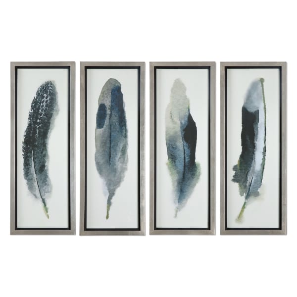 Feathered Beauty - Prints (Set of 4) - Pearl Silver