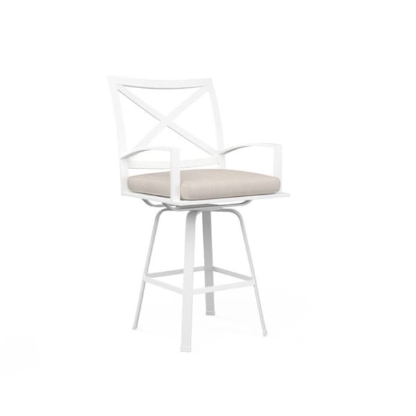 Bristol - Swivel Barstool, With Self Welt - Canvas Flax / White