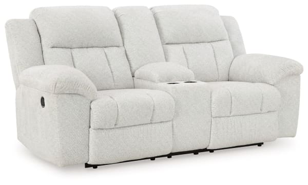 Frohn - Snow - Dbl Reclining Loveseat with Console