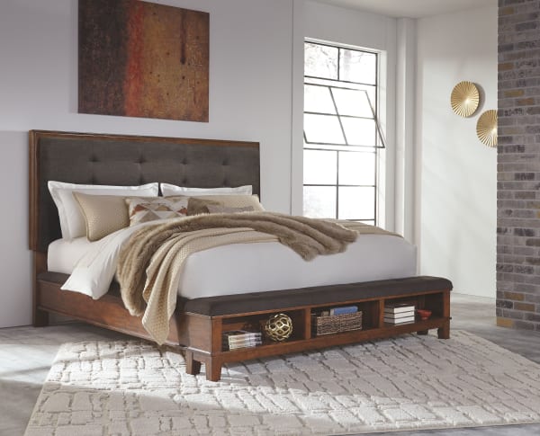 Ralene - Medium Brown - King Upholstered Panel Bed