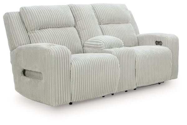 Forest Lake - Alloy - Power Reclining Loveseat With Console / Adj Headrest