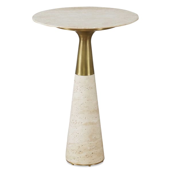 Pier - Travertine Accent Table - Beige