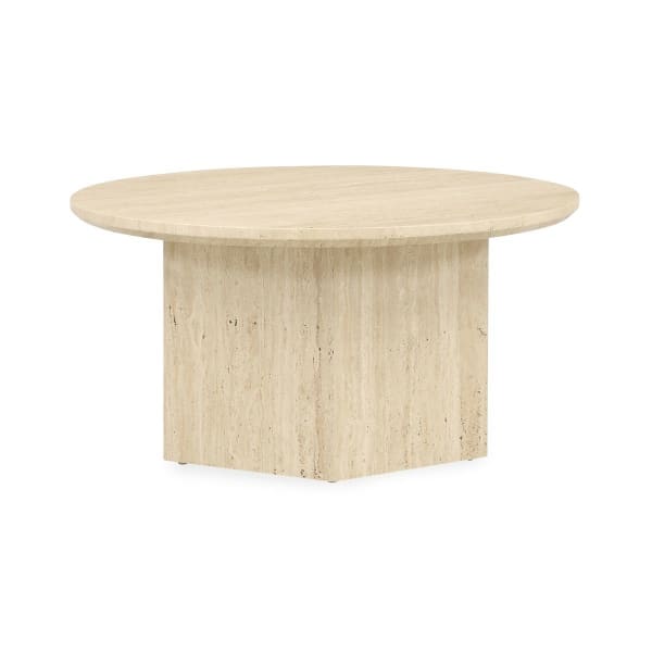 Daya - Marble Round Coffee Table - Tan