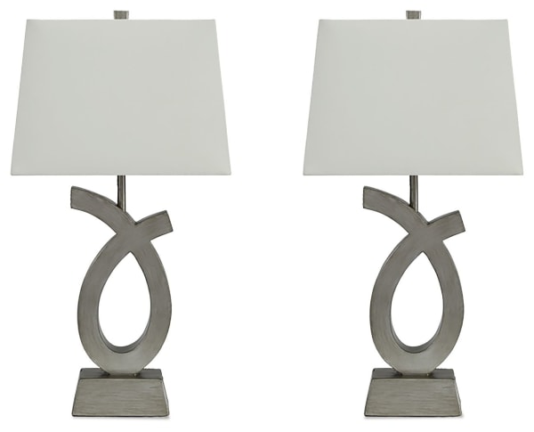 Amayeta - Silver Finish - Poly Table Lamp (Set of 2)