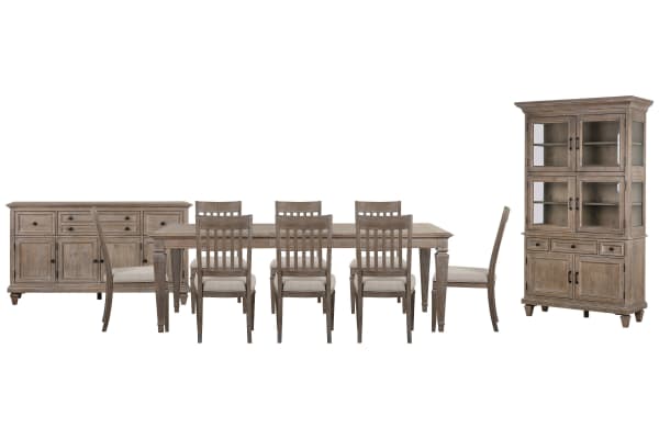 Lancaster - Extendable Rectangular Dining Table With 8 Side Chairs, Buffet And Dining Cabinet - Dovetail Gray