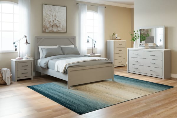 Cottenburg - Light Gray / White - 4 Pc. - Dresser, Mirror, Queen Panel Bed