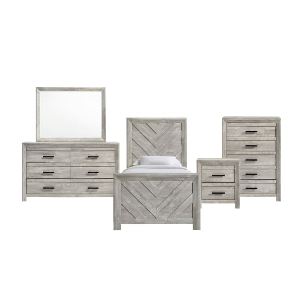 Eleanor - Twin Panel 5 Piece Bedroom Set - White