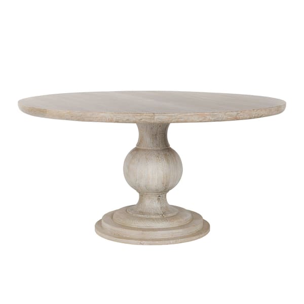 Hera - Mango Wood 60" Round Dining Table - White Washed