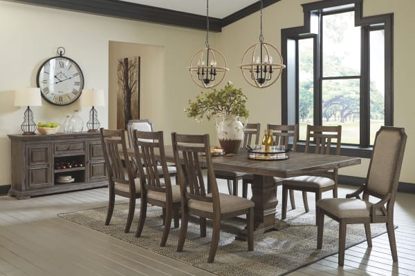 Wyndahl - Dark Brown - 10 Pc. - Extension Table, 6 Slatback Side Chairs, 2 Side Chairs