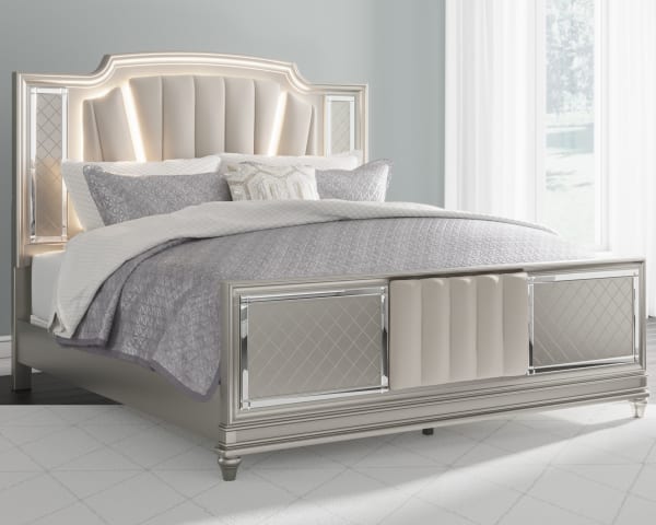 Chevanna - Pearl Silver - California King Upholstered Panel Bed