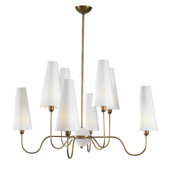 Elle - 8 Light Chandelier - Brass / White