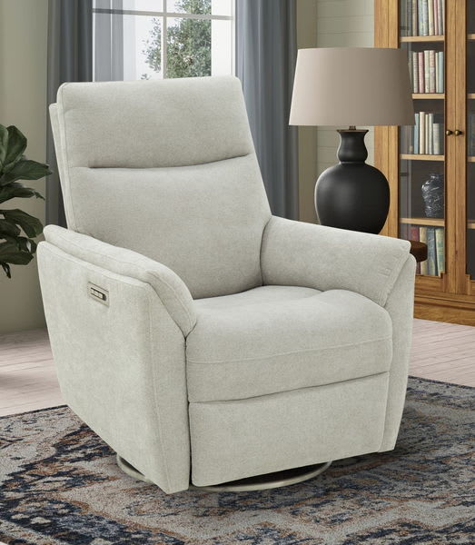 Maryn - Triple Power Zero Gravity Swivel Recliner With Headrest & Lumbar System - Dove