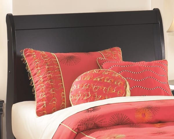 Huey - Black - Twin Sleigh Headboard