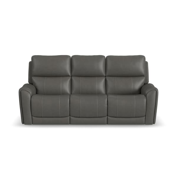 Carter - Power Reclining Sofa With Console & Power Headrests & Lumbar - Smoke