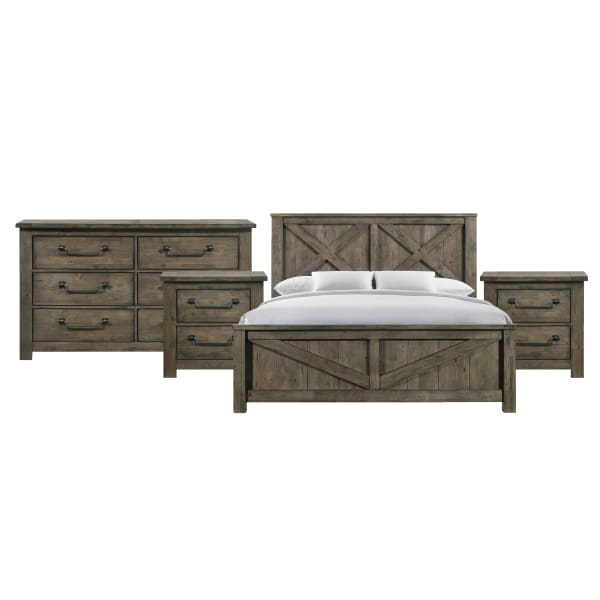 Maverick - King 4 Piece Bedroom Set With 2 Nightstands & Dresser - Antique Gray