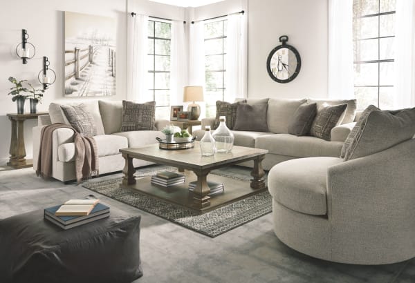 Soletren - Stone - 3 Pc. - Sofa, Loveseat, Swivel Accent Chair
