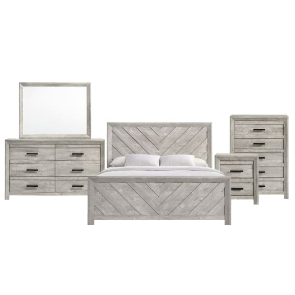 Ellen - King Panel 5 Piece Bedroom Set - White