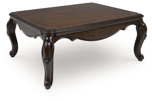 Maylee - Dark Brown - Rectangular Cocktail Table With Cabriole Legs