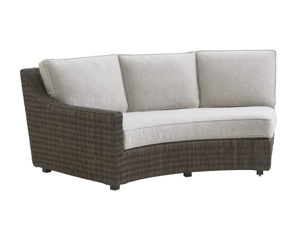 Cypress Point Ocean Terrace - Curved Sectional Armless RAF Sofa - White / Dark Brown