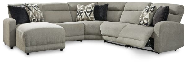 Colleyville - Stone - 5-Piece Power Reclining Sectional With Laf Press Back Power Chaise