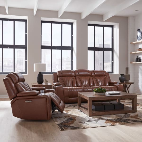Caswell - Sofa & Recliner - Brown