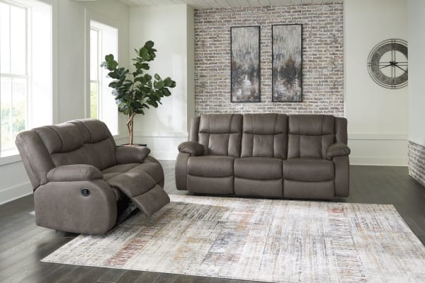 First Base - Gunmetal - 2 Pc. - Reclining Sofa, Reclining Loveseat