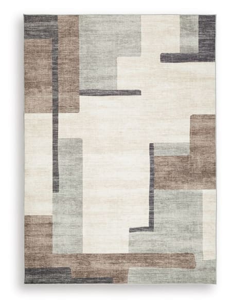 Larkport - Cream / Brown / Gray - Washable Medium Rug