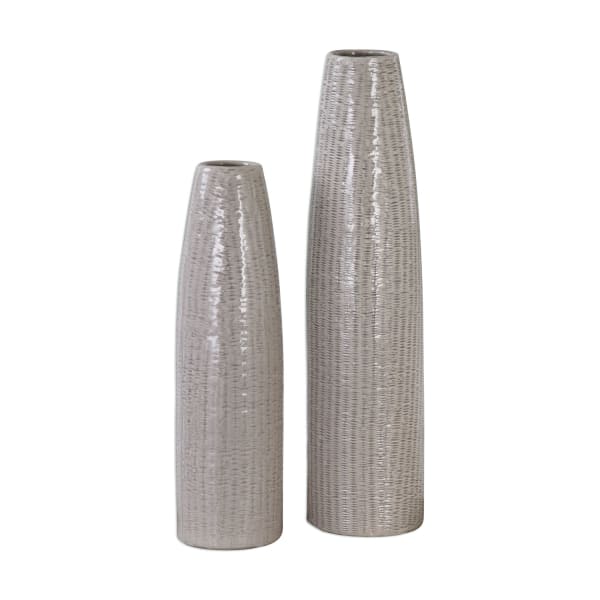 Sara - Textured Ceramic Vases (Set of 2) - Gray