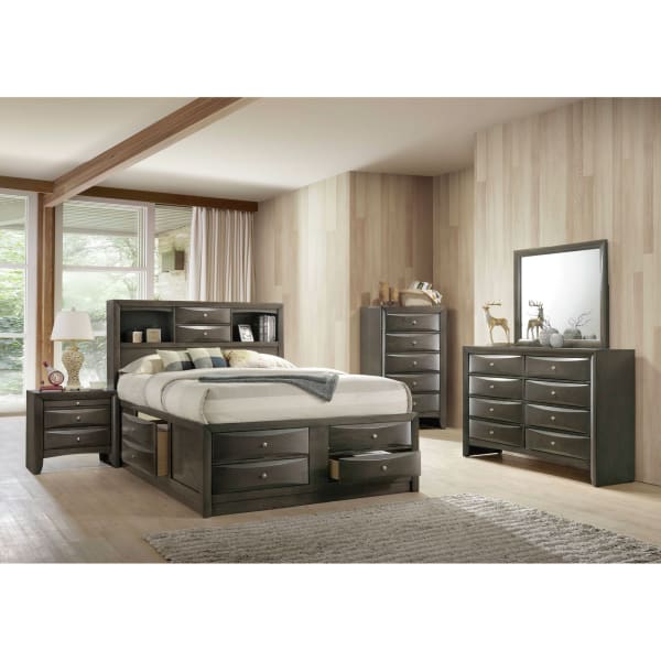 Emily - Queen Storage 4 Piece Bedroom Set - Weathered Grey