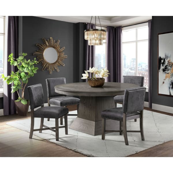 Collins - With 2 Leaves 5 Piece Dining Set Table & Four Chairs - Gray