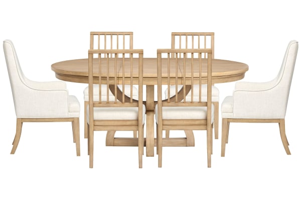 Coventry - Extendable 48" Round Dining Table With 4 Side Chairs And 2 Host Chairs - Honey Maple / White