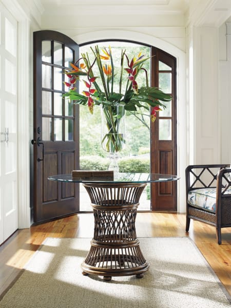 Bali Hai - Aruba Dining Table With 36" Glass Top - Dark Brown