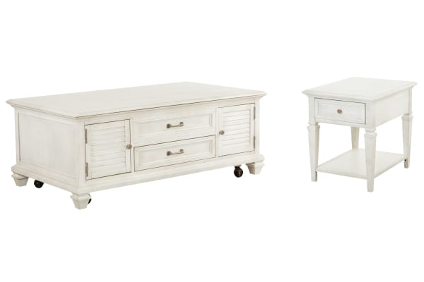 Newport - Lift Top Storage Cocktail Table With End Table - Alabaster