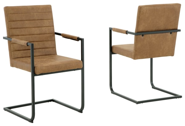 Strumford - Caramel/black - Dining Uph Arm Chair (2/cn)