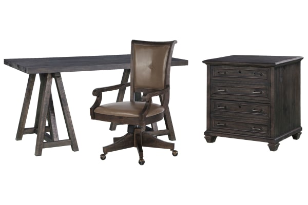 Sutton Place - Desk With Chair And Lateral File - Weathered Charcoal