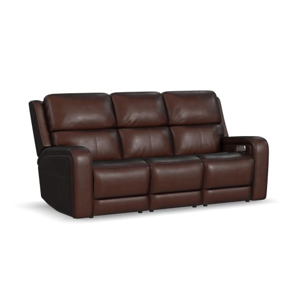 Oasis - Power Reclining Sofa With Power Headrests, Lumbar, Heat & Massage - Truffle