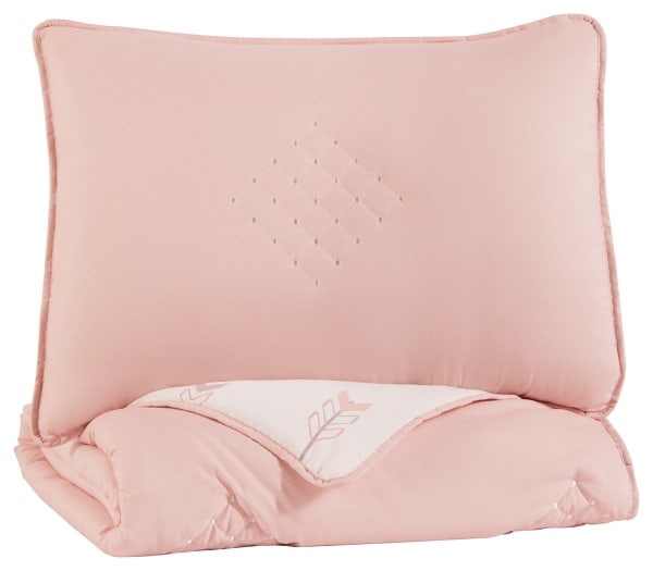 Lexann - Pink / White / Gray - Twin Comforter Set