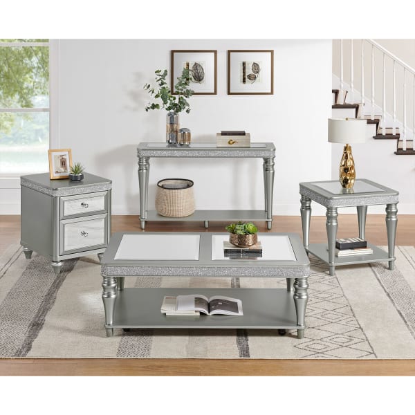 Avril - 3 Piece Occasional Table Set (Coffee Table & Two End Table) - Silver