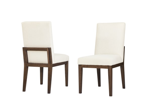 Dovetail - Upholstered Side Chair - White Fabric - Natural