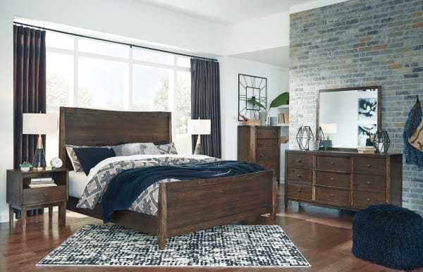 Kisper - Brown - 8 Pc. - Dresser, Mirror, Chest, California King Panel Bed, 2 Nightstands