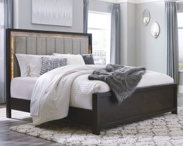 Maretto - Brown / Beige - Queen Upholstered Panel Bed