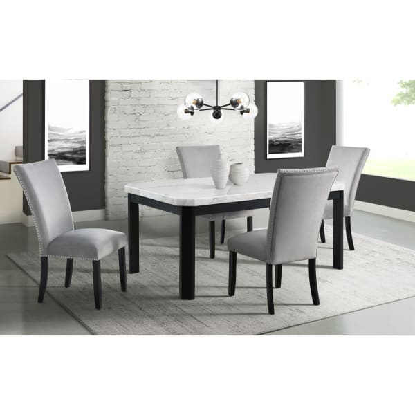Francesca - 5 Piece Dining Set, Table & Four Chairs - White / Gray