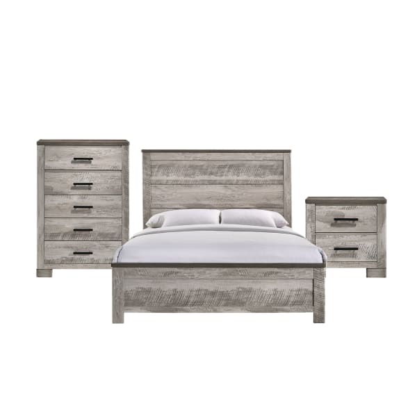 Millers Cove - King Panel 3 Piece Bedroom Set - Distressed Gray
